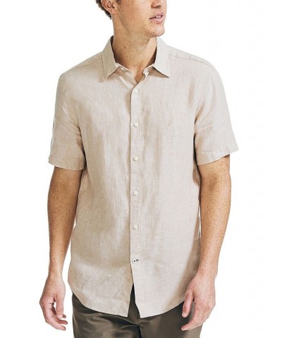 Men's Classic-Fit Solid Linen Short-Sleeve Shirt Tan/Beige $29.25 Shirts