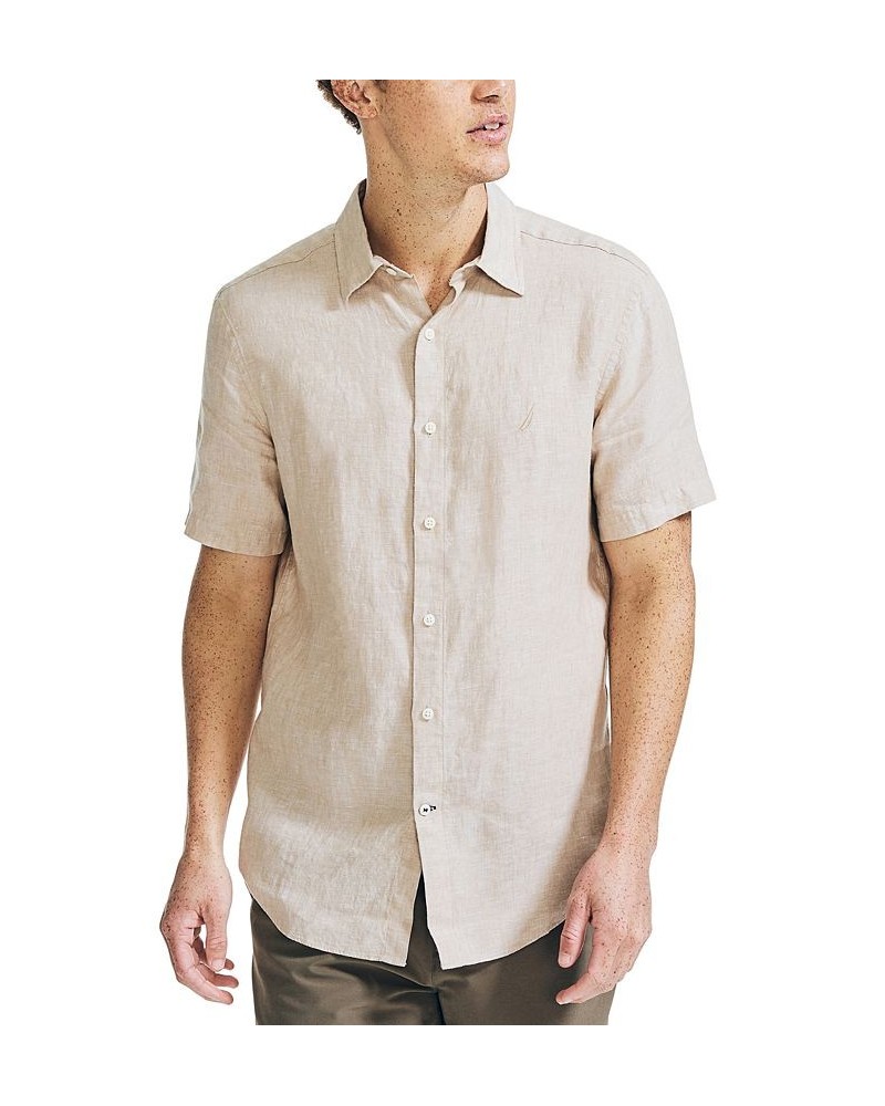 Men's Classic-Fit Solid Linen Short-Sleeve Shirt Tan/Beige $29.25 Shirts