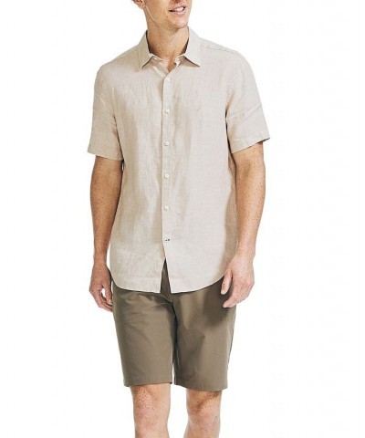 Men's Classic-Fit Solid Linen Short-Sleeve Shirt Tan/Beige $29.25 Shirts