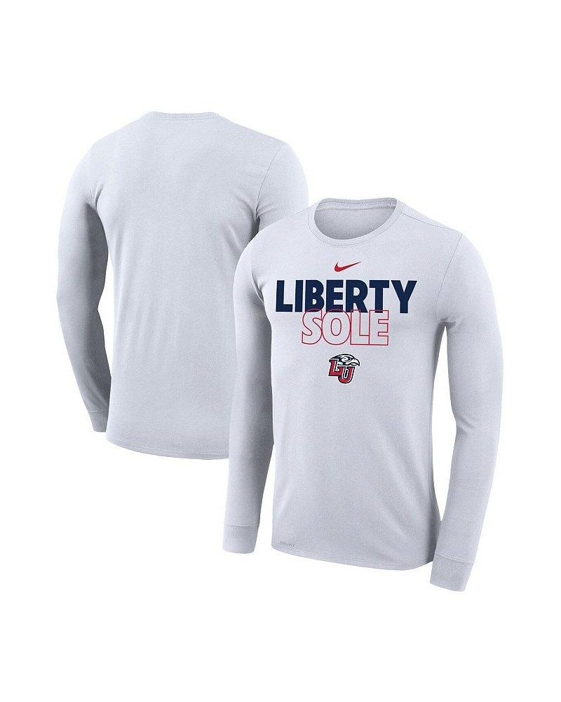 Men's White Liberty Flames On Court Bench Long Sleeve T-shirt $23.50 T-Shirts