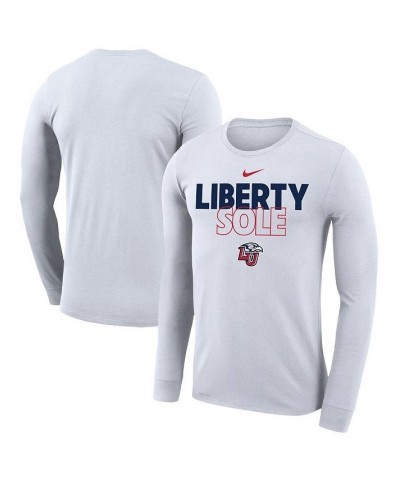 Men's White Liberty Flames On Court Bench Long Sleeve T-shirt $23.50 T-Shirts