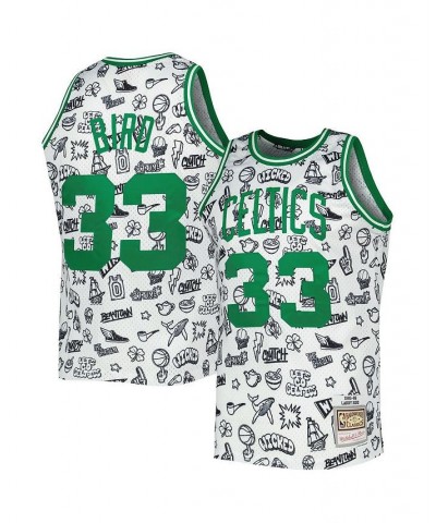 Men's Larry Bird White Boston Celtics 1985-86 Hardwood Classics Doodle Swingman Jersey $69.30 Jersey