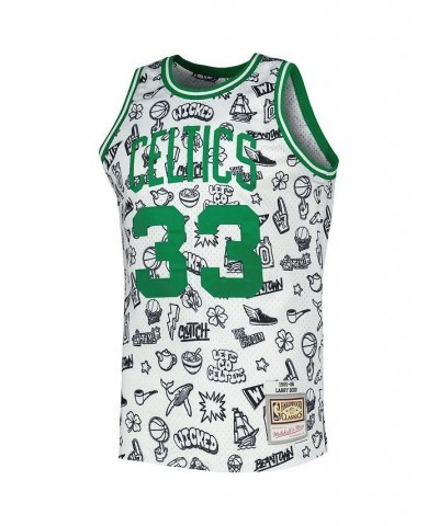 Men's Larry Bird White Boston Celtics 1985-86 Hardwood Classics Doodle Swingman Jersey $69.30 Jersey