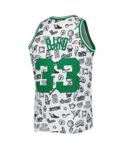 Men's Larry Bird White Boston Celtics 1985-86 Hardwood Classics Doodle Swingman Jersey $69.30 Jersey