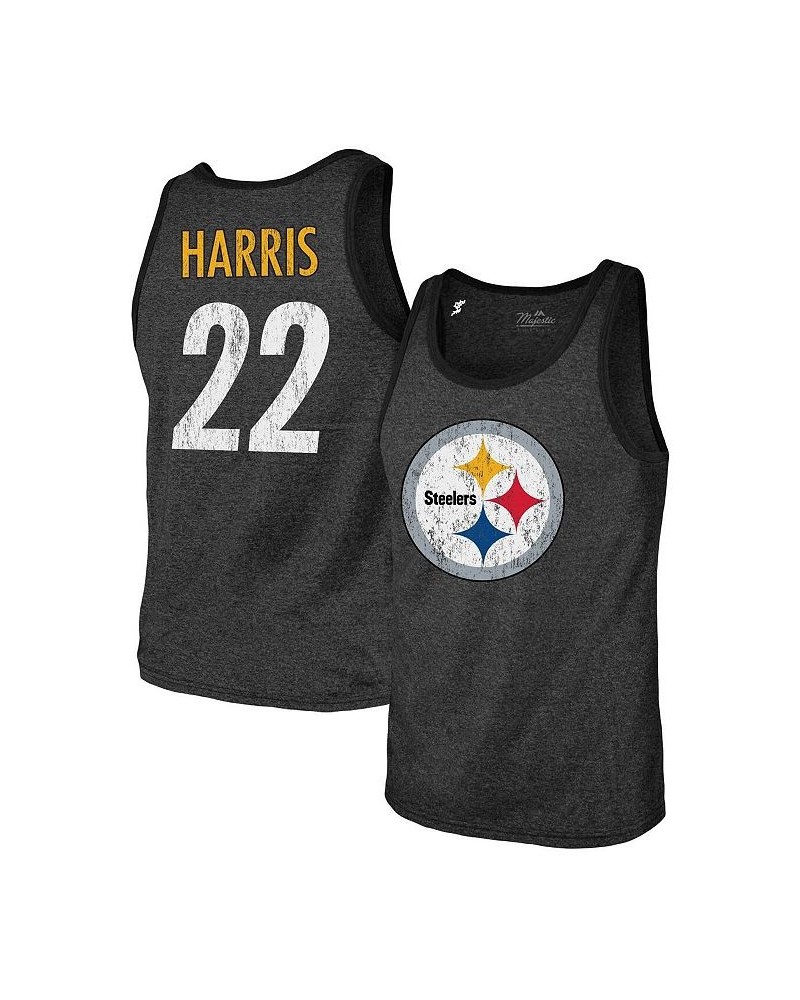 Men's Threads Najee Harris Heathered Black Pittsburgh Steelers Player Name and Number Tri-Blend Tank Top $23.76 T-Shirts