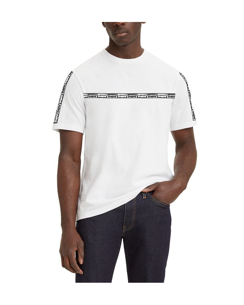 Men's Stripe Relaxed Fit Logo Graphic Crewneck T-Shirt White $11.91 T-Shirts