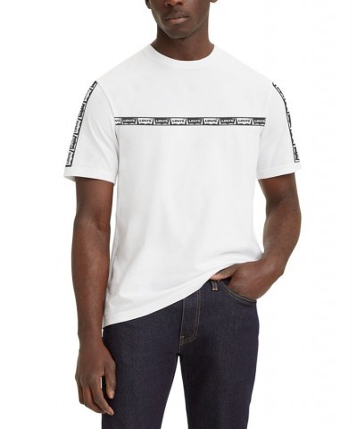 Men's Stripe Relaxed Fit Logo Graphic Crewneck T-Shirt White $11.91 T-Shirts