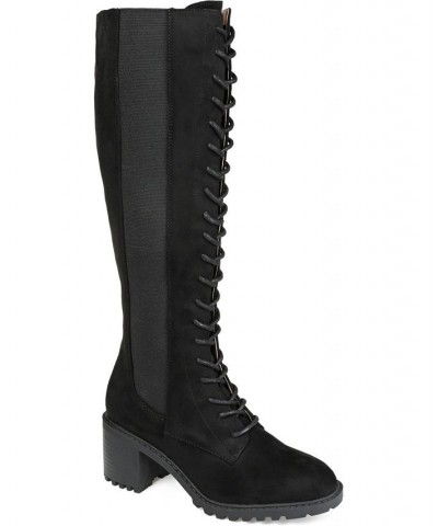 Women's Jenicca Extra Wide Calf Lace-up Boots Black $60.00 Shoes