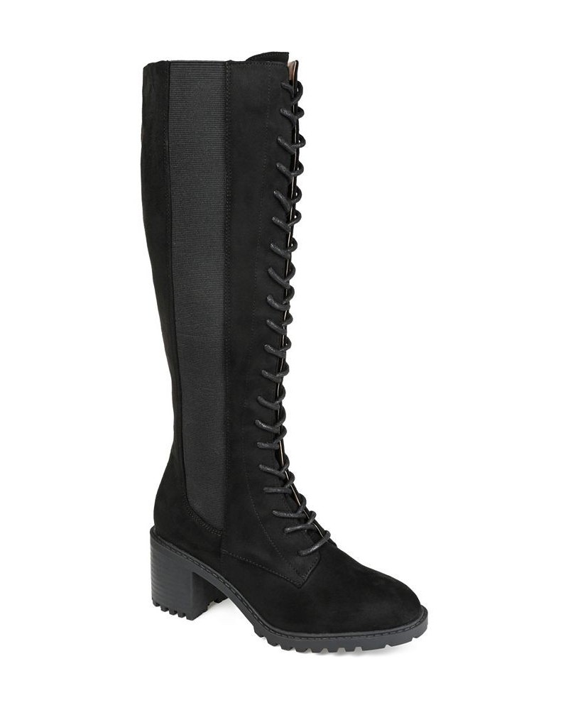 Women's Jenicca Extra Wide Calf Lace-up Boots Black $60.00 Shoes