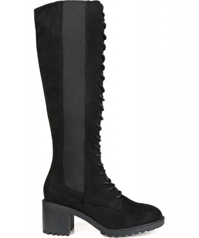 Women's Jenicca Extra Wide Calf Lace-up Boots Black $60.00 Shoes