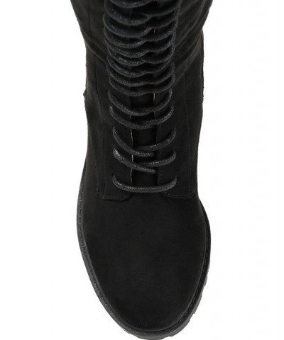 Women's Jenicca Extra Wide Calf Lace-up Boots Black $60.00 Shoes