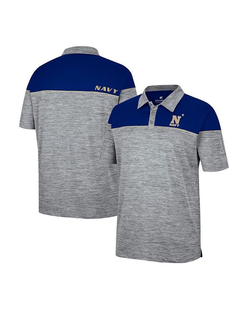 Men's Heathered Gray, Navy Navy Midshipmen Birdie Polo Shirt $32.99 Polo Shirts