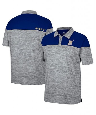 Men's Heathered Gray, Navy Navy Midshipmen Birdie Polo Shirt $32.99 Polo Shirts