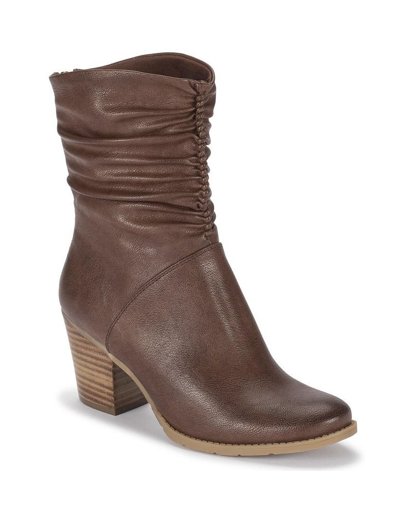 Women's Leslie Mid Shaft Boot Brown $36.89 Shoes