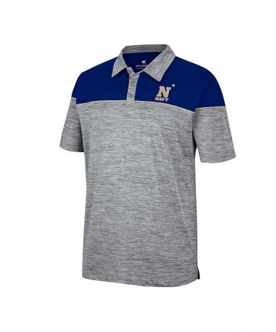 Men's Heathered Gray, Navy Navy Midshipmen Birdie Polo Shirt $32.99 Polo Shirts