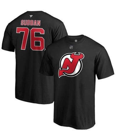 Men's P.K. Subban Black New Jersey Devils Authentic Stack Name and Number T-shirt $14.96 T-Shirts