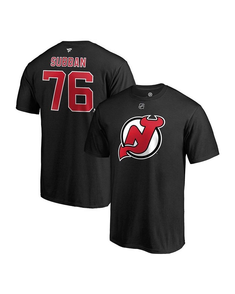 Men's P.K. Subban Black New Jersey Devils Authentic Stack Name and Number T-shirt $14.96 T-Shirts