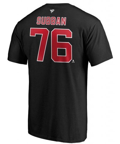 Men's P.K. Subban Black New Jersey Devils Authentic Stack Name and Number T-shirt $14.96 T-Shirts