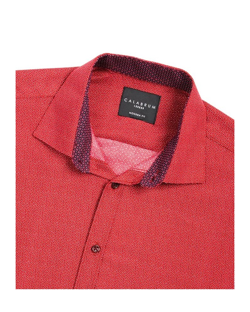 Men's Regular Fit Performance Wrinkle Free Dress Shirt Red $17.00 Dress Shirts