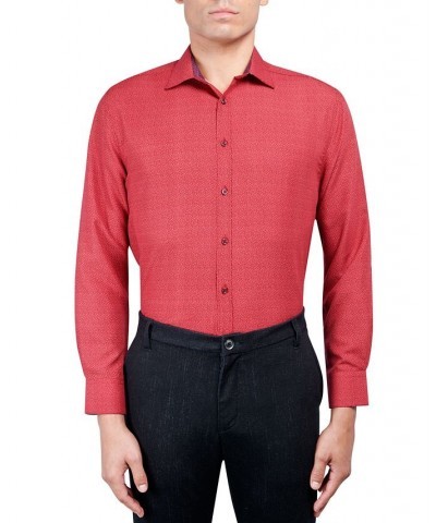 Men's Regular Fit Performance Wrinkle Free Dress Shirt Red $17.00 Dress Shirts