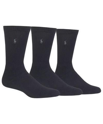 3 Pack Ribbed Cushion Foot Crew Men's Socks Black $19.72 Socks