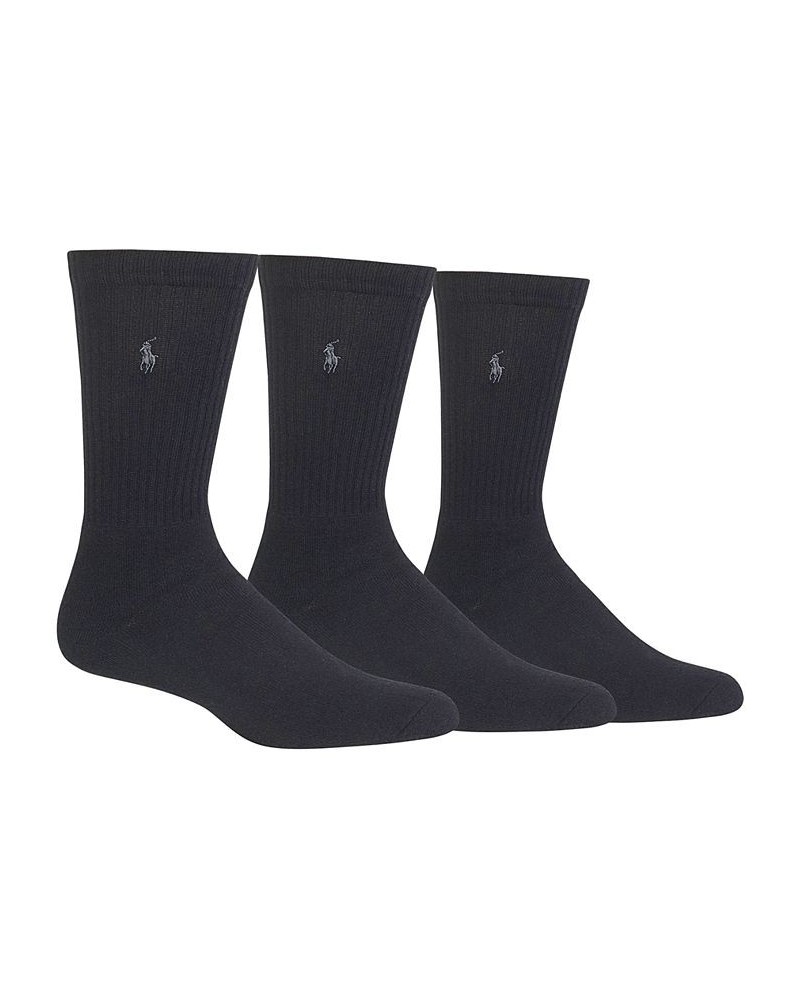 3 Pack Ribbed Cushion Foot Crew Men's Socks Black $19.72 Socks