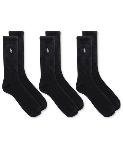 3 Pack Ribbed Cushion Foot Crew Men's Socks Black $19.72 Socks