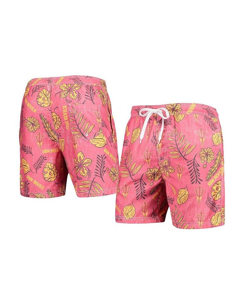 Men's Maroon Arizona State Sun Devils Vintage-Like Floral Swim Trunks $30.80 Swimsuits