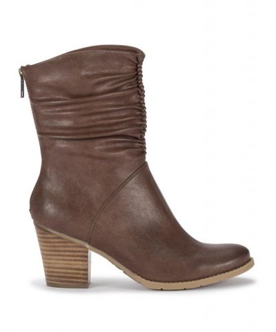 Women's Leslie Mid Shaft Boot Brown $36.89 Shoes