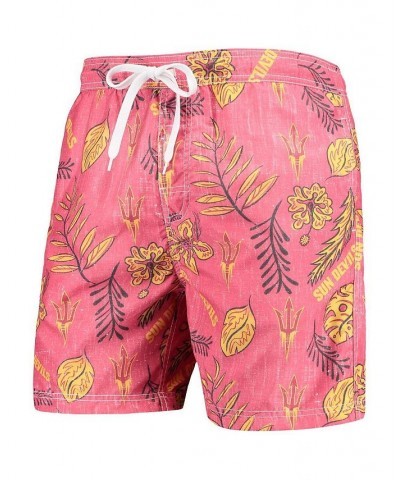 Men's Maroon Arizona State Sun Devils Vintage-Like Floral Swim Trunks $30.80 Swimsuits