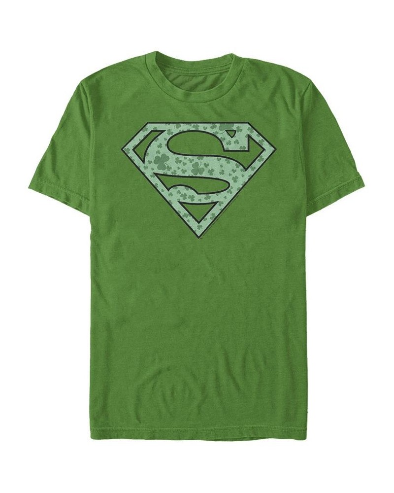 Men's Superman Shamrock Short Sleeve Crew T-shirt Green $16.10 T-Shirts