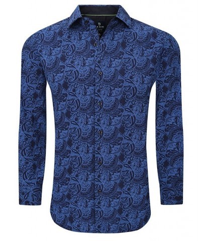 Men's Slim Fit Performance Long Sleeve Button Down Dress Shirt Navy Paisley $24.29 Dress Shirts