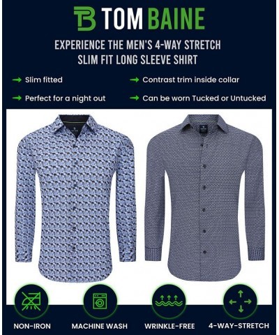 Men's Slim Fit Performance Long Sleeve Button Down Dress Shirt Navy Paisley $24.29 Dress Shirts