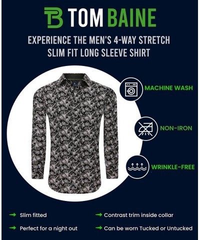 Men's Slim Fit Performance Long Sleeve Button Down Dress Shirt Navy Paisley $24.29 Dress Shirts