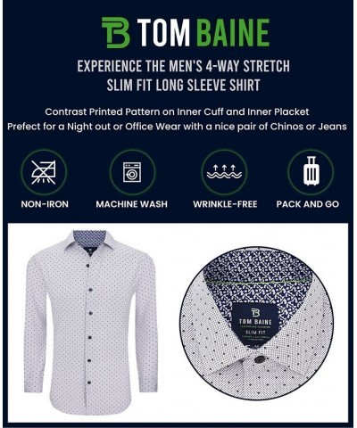 Men's Slim Fit Performance Long Sleeve Button Down Dress Shirt Navy Paisley $24.29 Dress Shirts