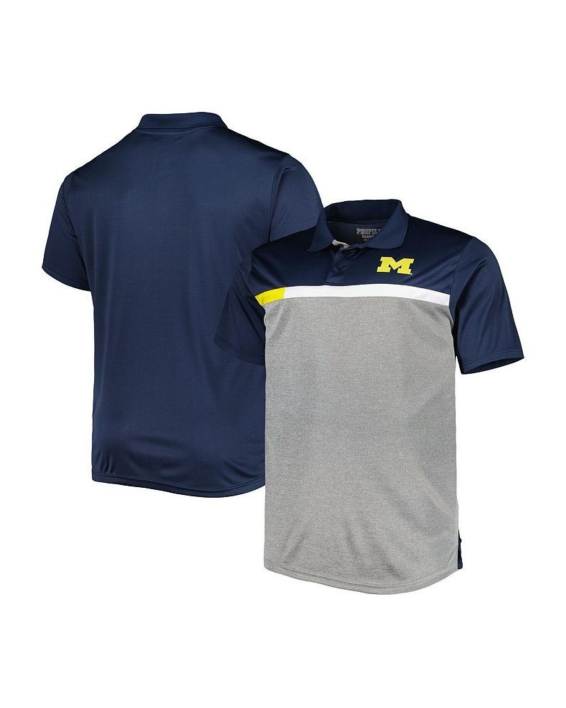 Men's Navy, Gray Michigan Wolverines Big and Tall Polo Shirt $30.00 Polo Shirts