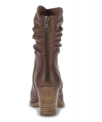 Women's Leslie Mid Shaft Boot Brown $36.89 Shoes