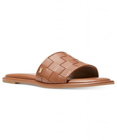 Women's Hayworth Slide Flat Sandals Brown $71.30 Shoes