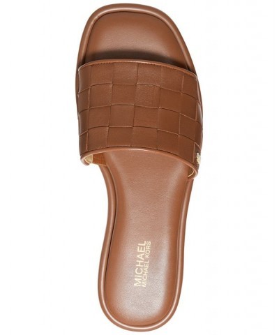 Women's Hayworth Slide Flat Sandals Brown $71.30 Shoes