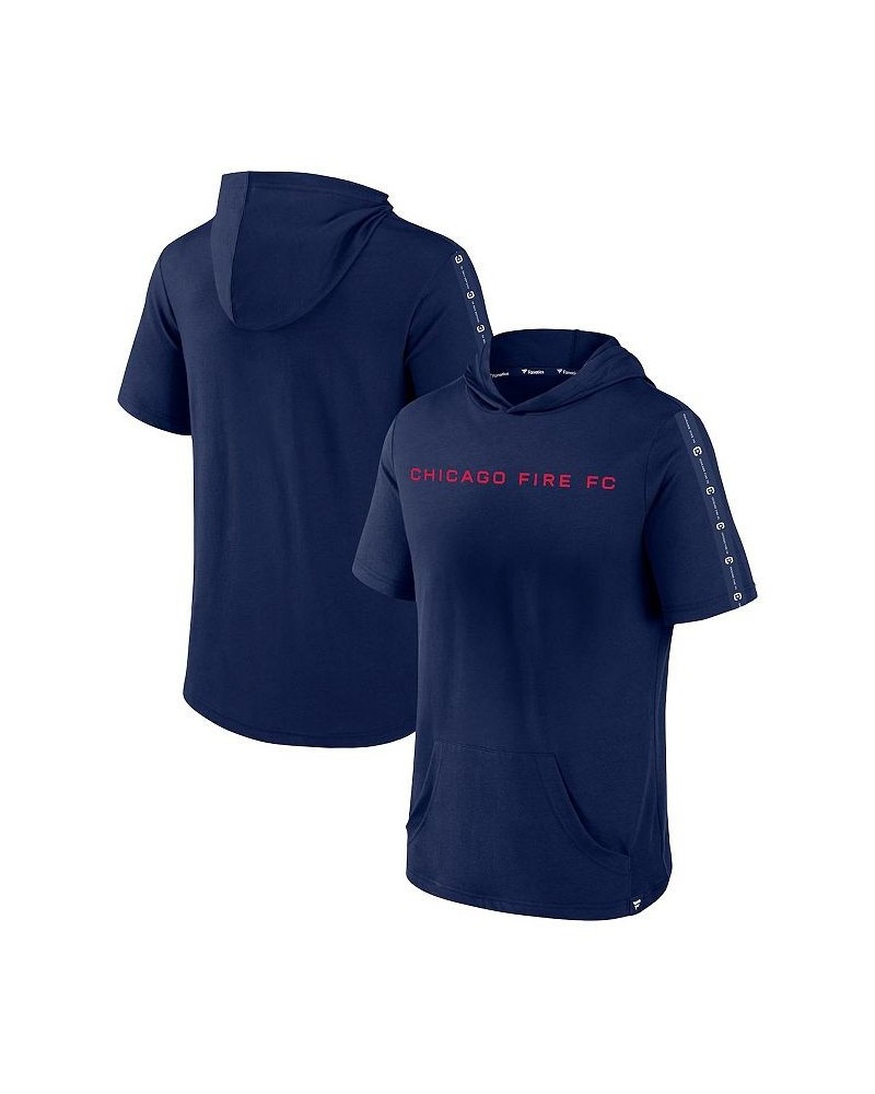 Men's Navy Chicago Fire Definitive Victory Short-Sleeved Pullover Hoodie $21.59 Sweatshirt