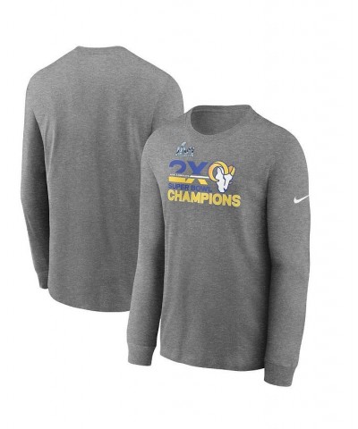 Men's Heather Charcoal Los Angeles Rams 2-Time Super Bowl Champions Long Sleeve T-shirt $25.38 T-Shirts