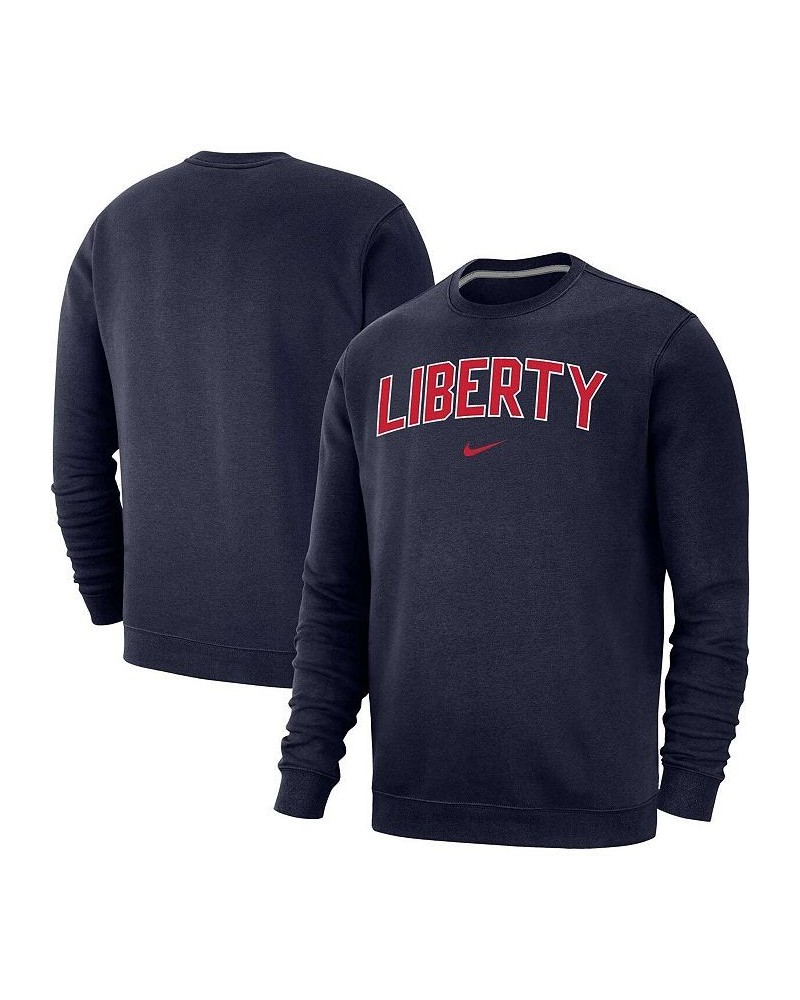 Men's Navy Liberty Flames Arch Club Fleece Pullover Sweatshirt $34.30 Sweatshirt