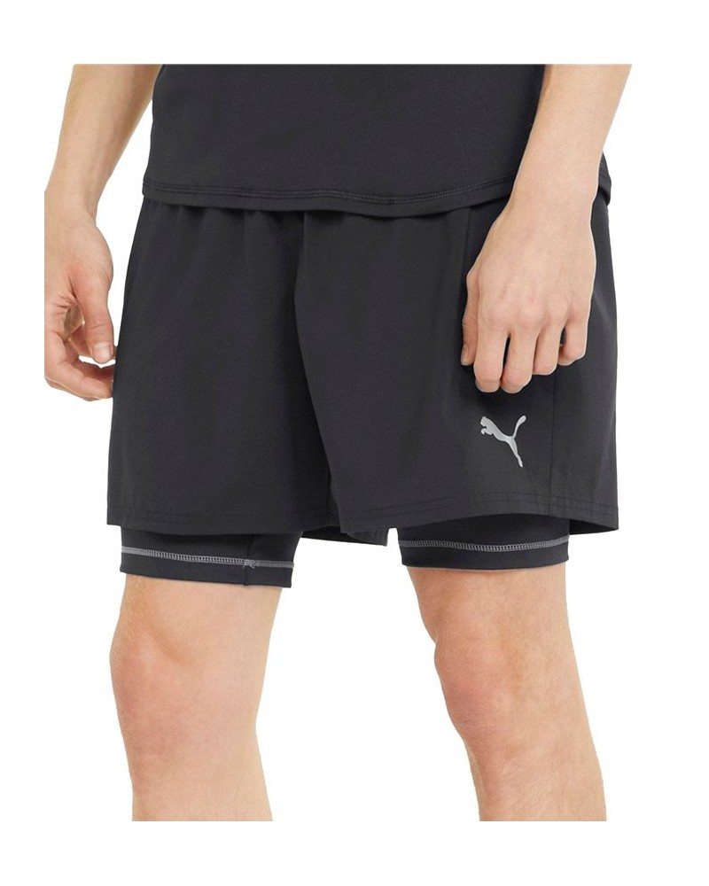 Men's Two-in-One Woven Logo Running Shorts Black $22.00 Shorts