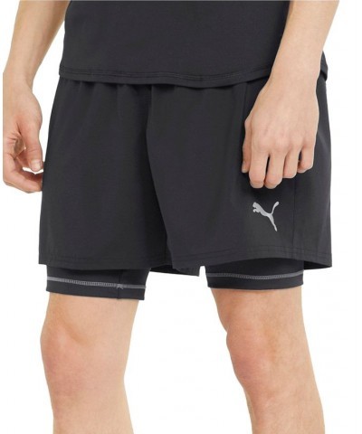 Men's Two-in-One Woven Logo Running Shorts Black $22.00 Shorts