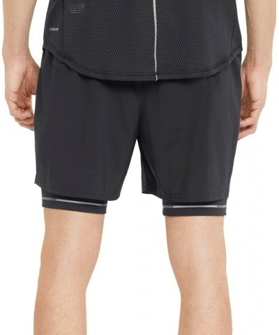 Men's Two-in-One Woven Logo Running Shorts Black $22.00 Shorts