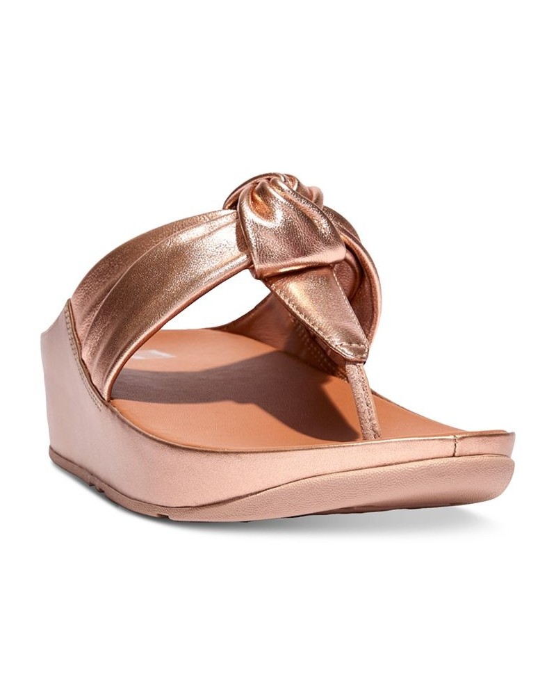 Women's Twiss II Knotted T-Strap Thong Sandals Gold $41.60 Shoes