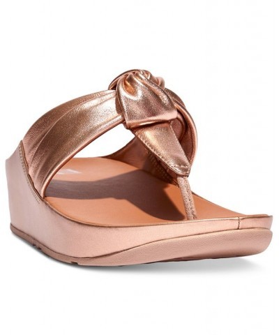 Women's Twiss II Knotted T-Strap Thong Sandals Gold $41.60 Shoes