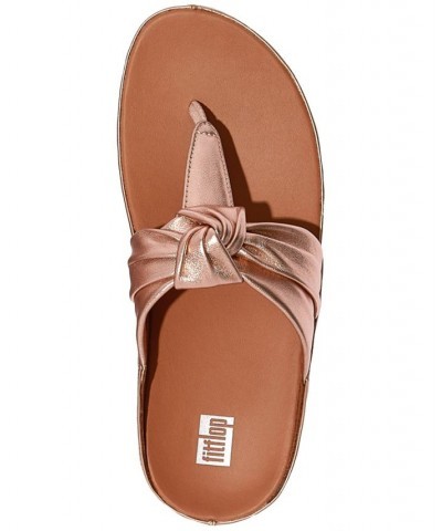 Women's Twiss II Knotted T-Strap Thong Sandals Gold $41.60 Shoes