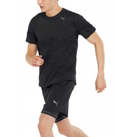 Men's Two-in-One Woven Logo Running Shorts Black $22.00 Shorts