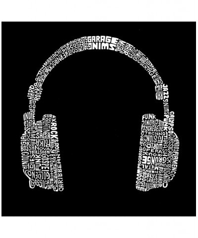 Men's Word Art Long Sleeve T-Shirt- Headphones - 63 Genres of Music Black $22.79 T-Shirts